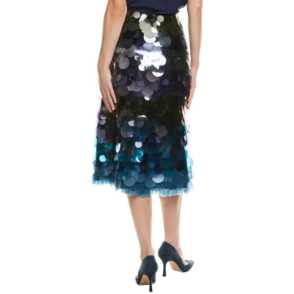 Cynthia Rowley Womens  Gradient Paillette Midi Skirt, Blue - Picture 2 of 3